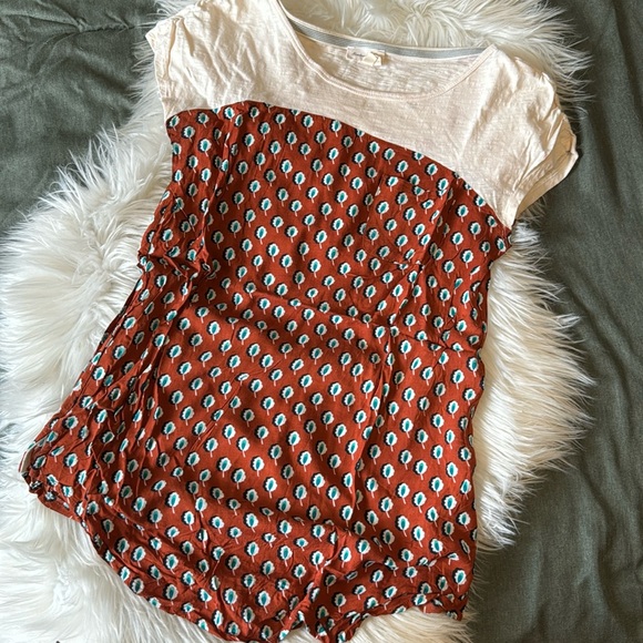 A n t h r o p o l o g i e • Meadow Rue two tone tee - Picture 2 of 7